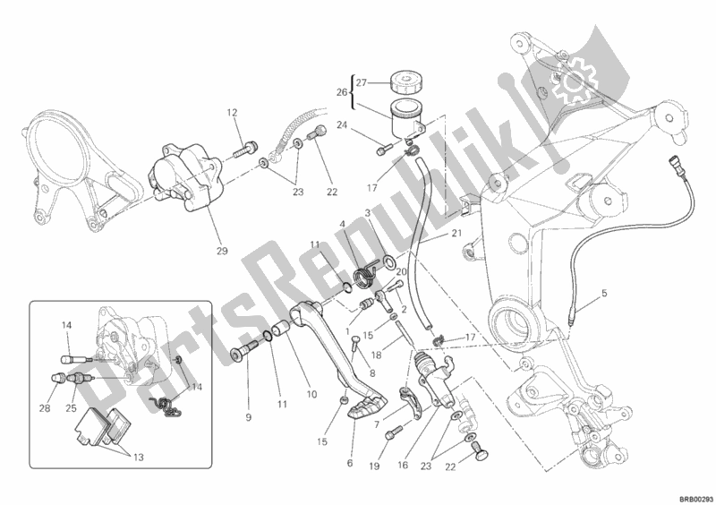 Todas as partes de Sistema De Freio Traseiro do Ducati Multistrada 1200 S Touring USA 2010